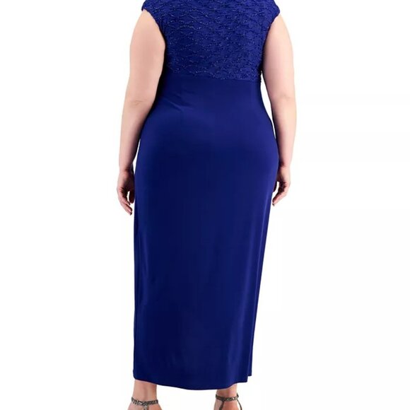 Plus Womens Knit Glitter Evening Dress - Picture 2 of 3